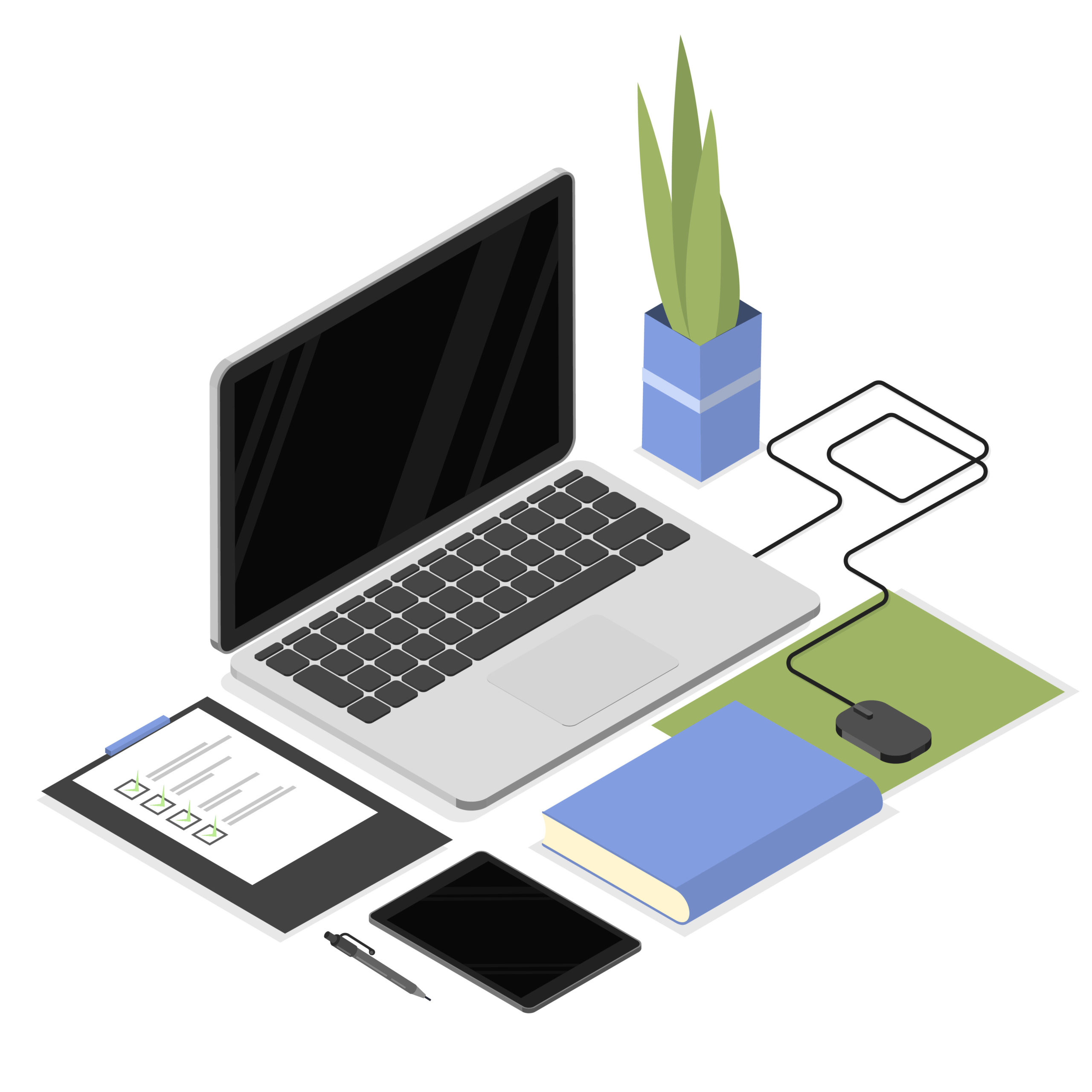 Isometric office workplace