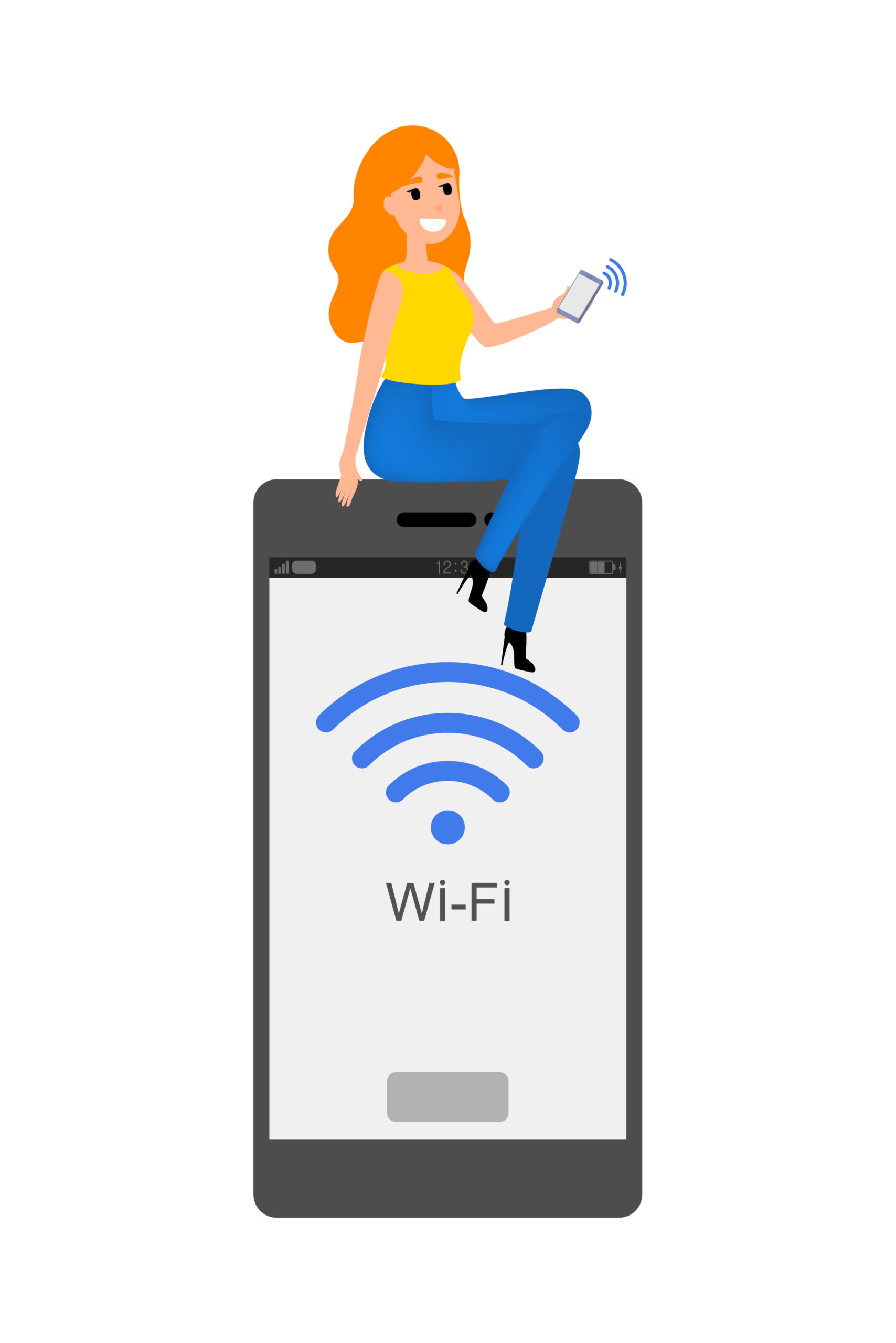 Smartphone with Wifi on it. Mobile phone with internet