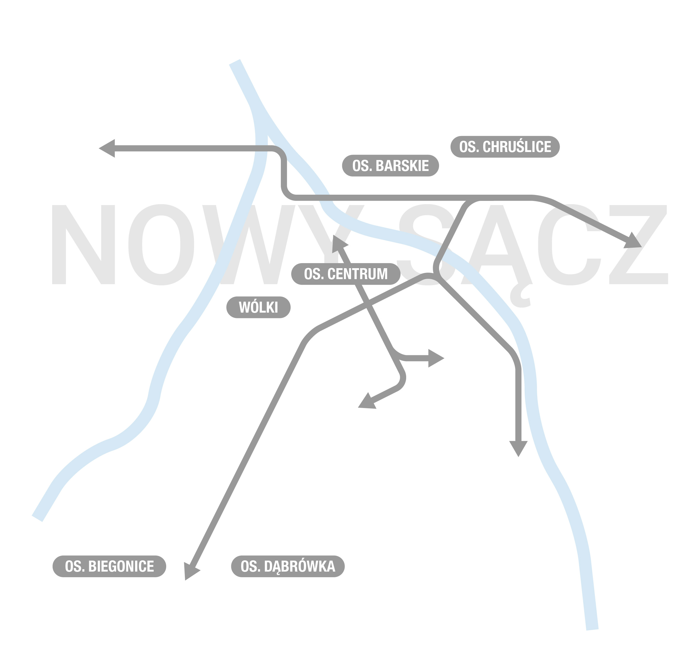mapa sieci Nowy Sącz
