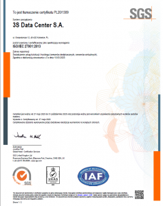 certyfikat ISO/IEC 27001:2013